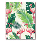 Vibrant Tropical Flamingo & Leaf Rug