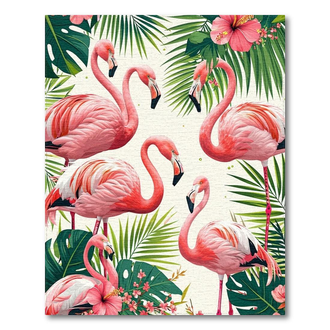 Vibrant Tropical Flamingo Pink Green Rug(Pink)