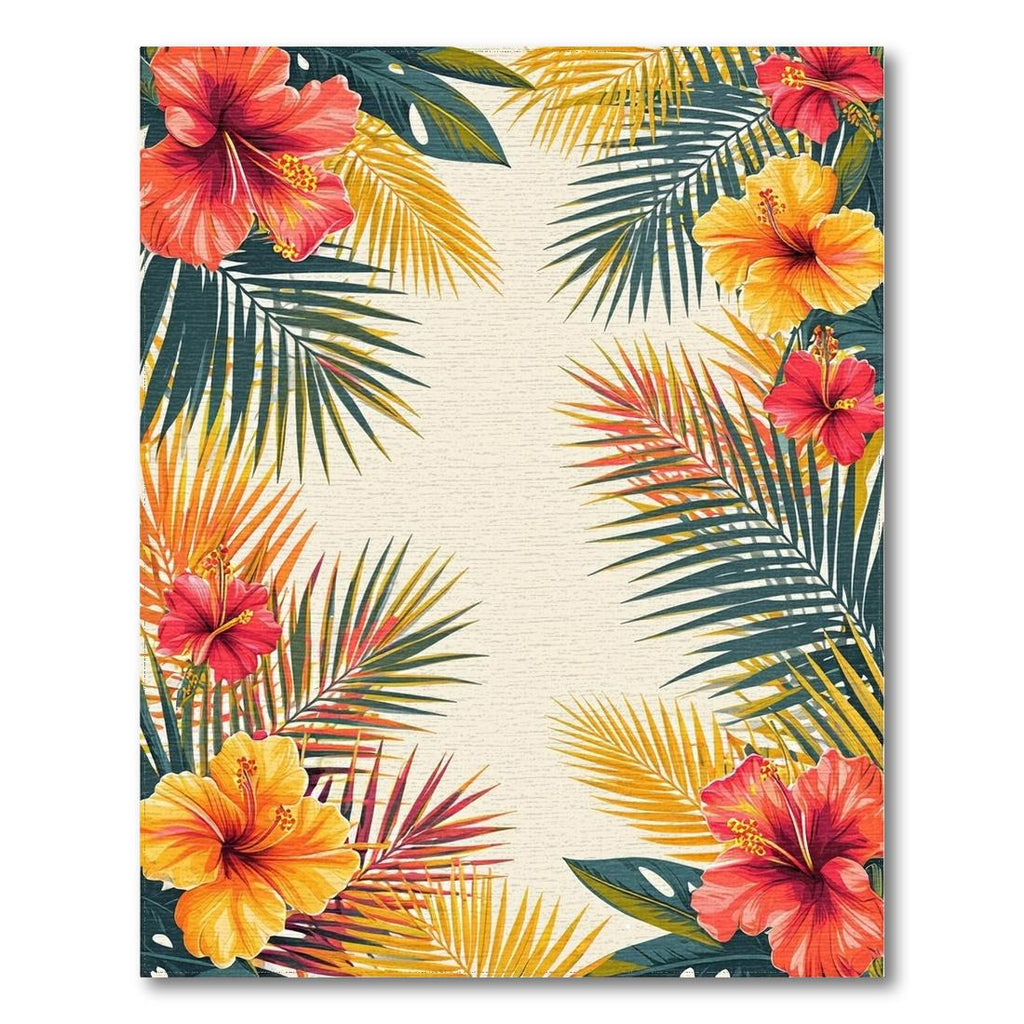 Vibrant Tropical Hibiscus Rug(Red)