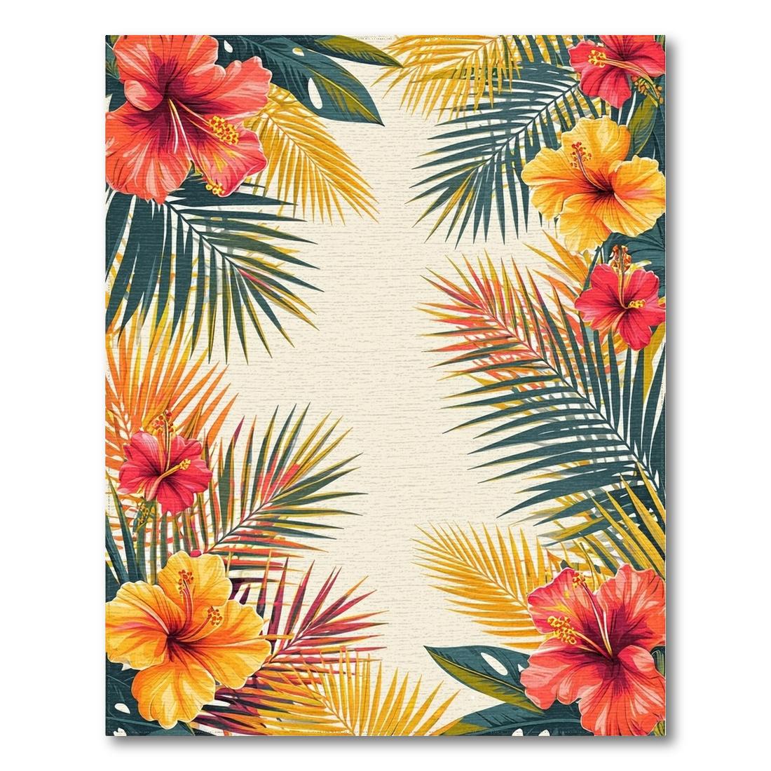 Vibrant Tropical Hibiscus Rug(Red)