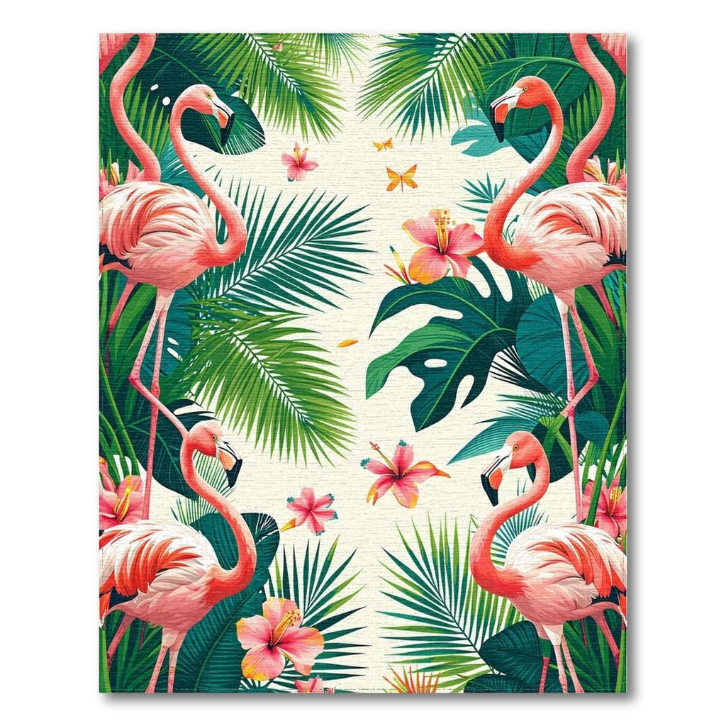 Vibrant Tropical Pink Flamingo Rug(Pink)
