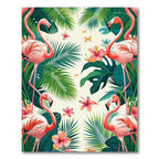 Vibrant Tropical Pink Flamingo Rug(Pink)