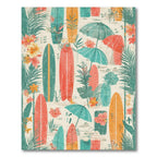 Vibrant Tropical Surfboard Rug(Beige)