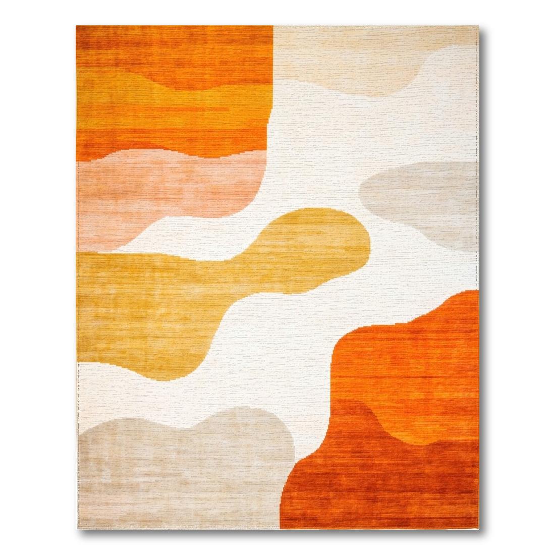 Vibrant Warm Wavy Abstract Rug