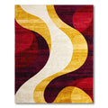 Vibrant Wavy Red-Purple-Yellow Rug