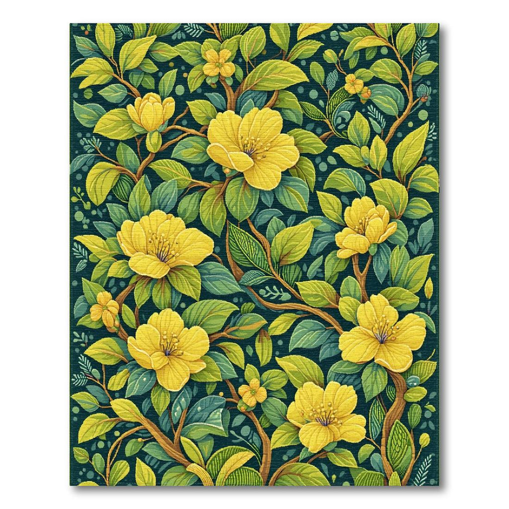 Vibrant Yellow Floral Lively Rug(Yellow)