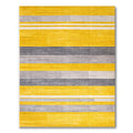 Vibrant Yellow Gray Striped Modern Rug