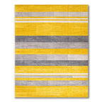 Vibrant Yellow Gray Striped Modern Rug