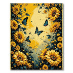 Vibrant Yellow Sunflower Butterfly Cheerful Rug(Yellow)