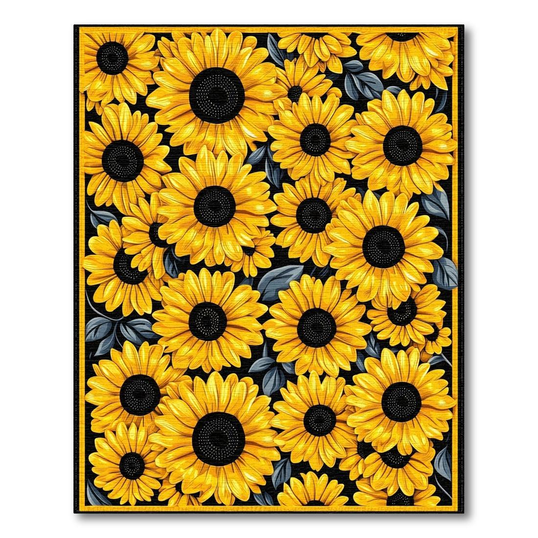 Vibrant Yellow Sunflower Print Rug(Yellow)