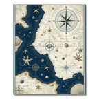Vintage Nautical Map Navy Cream Adventure Rug(Blue)