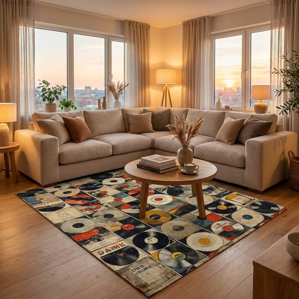 Vintage Vinyl Collage Rug