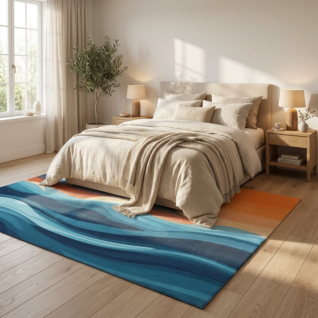 Blue and Orange Ocean Sunset Rug