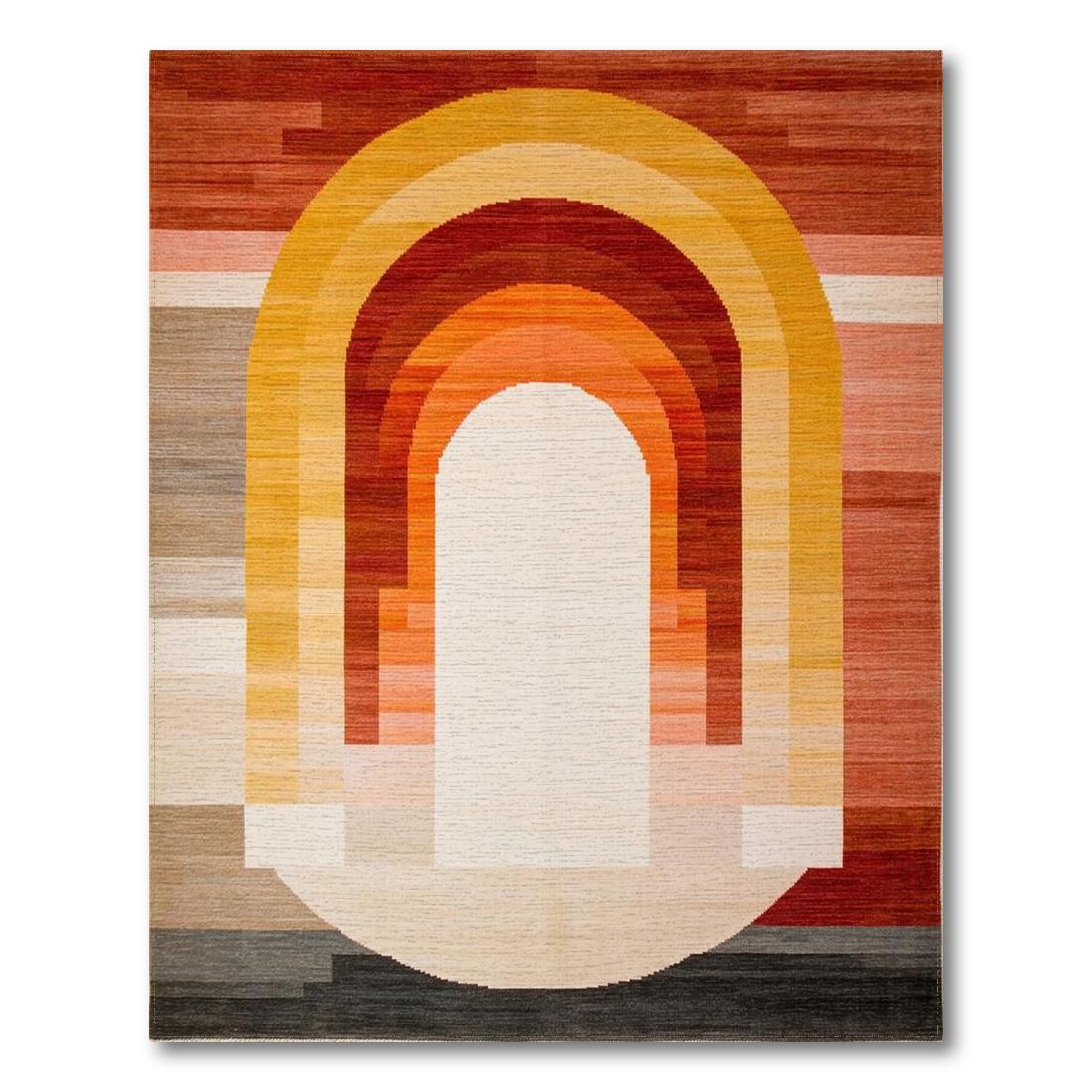 Warm Arched Geometric Cozy Rug(Orange)