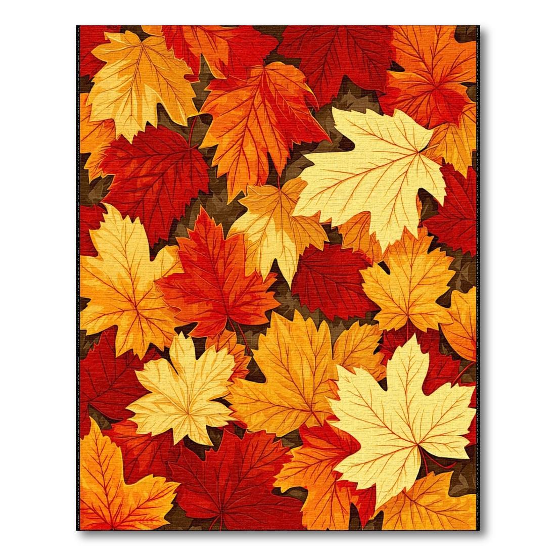 Warm Autumn Leaf Pattern Rug(Red)