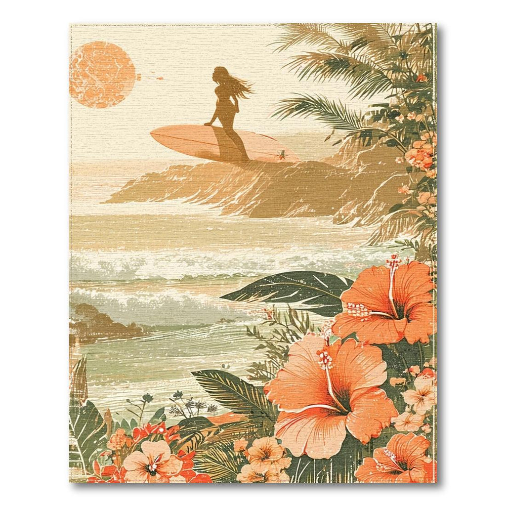 Warm Coastal Floral Surf Rug(Beige)