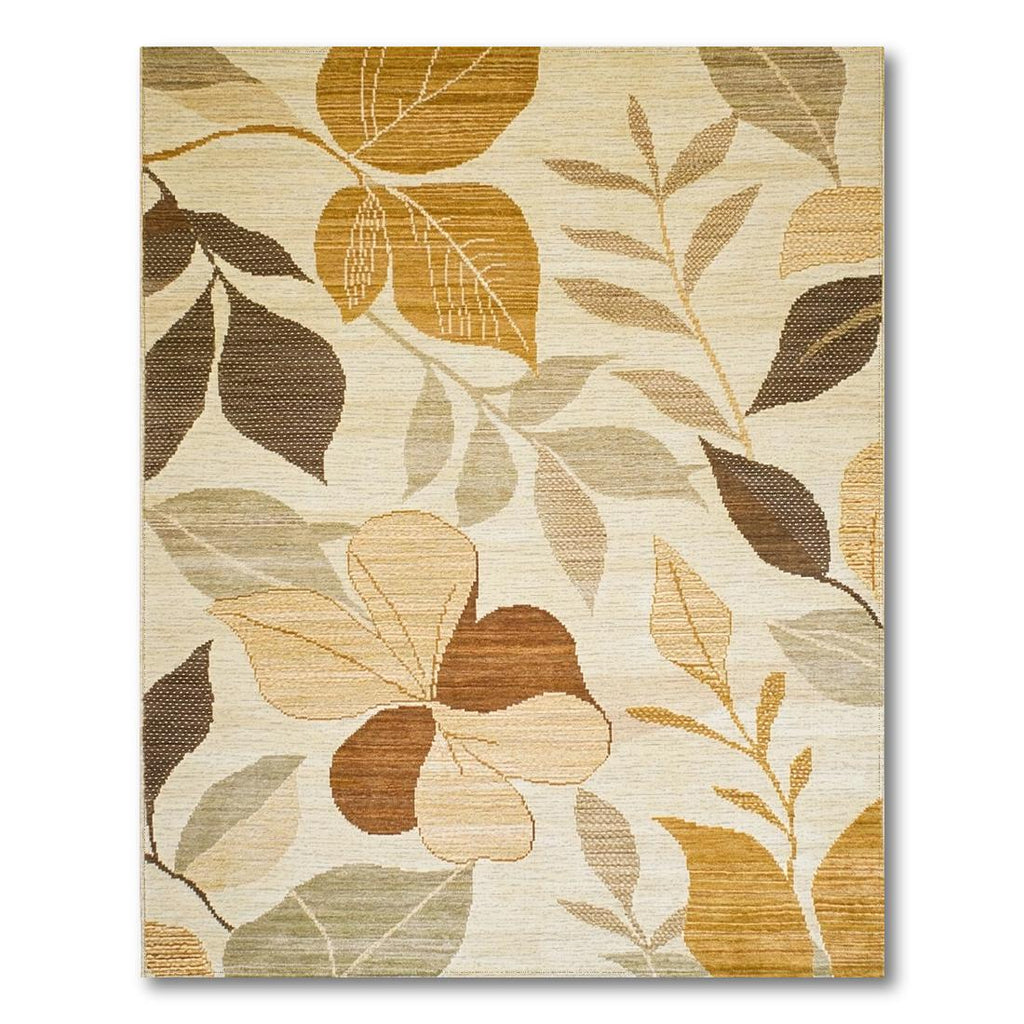 Warm Earth-Toned Leaf Print Rug