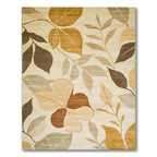 Warm Earth-Toned Leaf Print Rug
