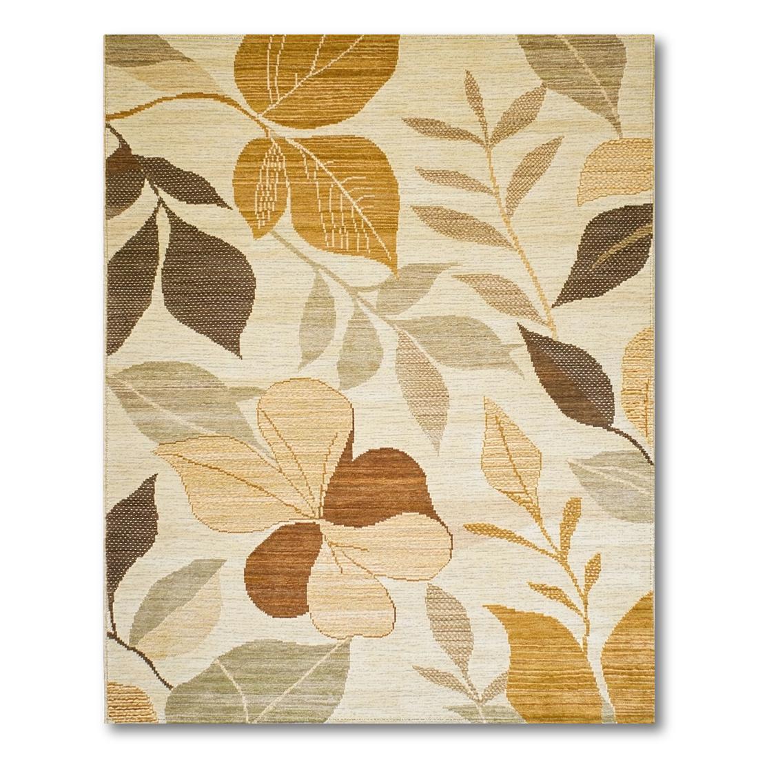 Warm Earth-Toned Leaf Print Rug