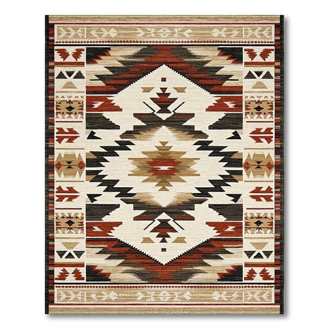 Warm Earthy Geometric Tribal Rug(Beige)