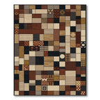 Warm Earthy Patchwork Rug(Brown)