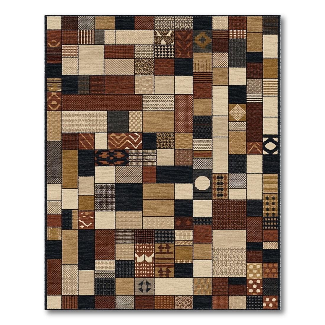 Warm Earthy Patchwork Rug(Brown)