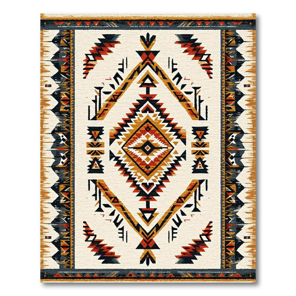 Warm Earthy Tribal Geometric Rug(Beige)