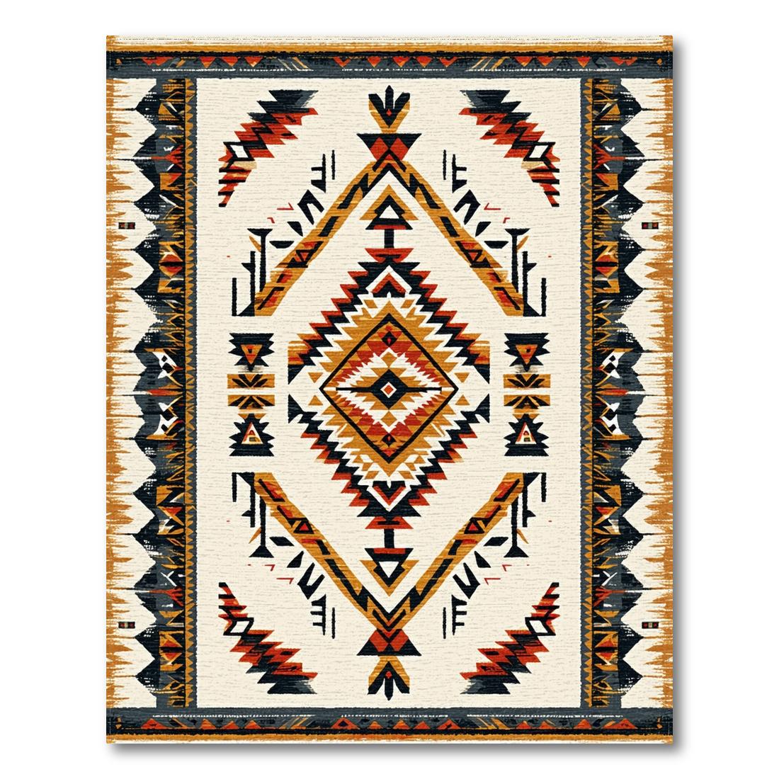 Warm Earthy Tribal Geometric Rug(Beige)