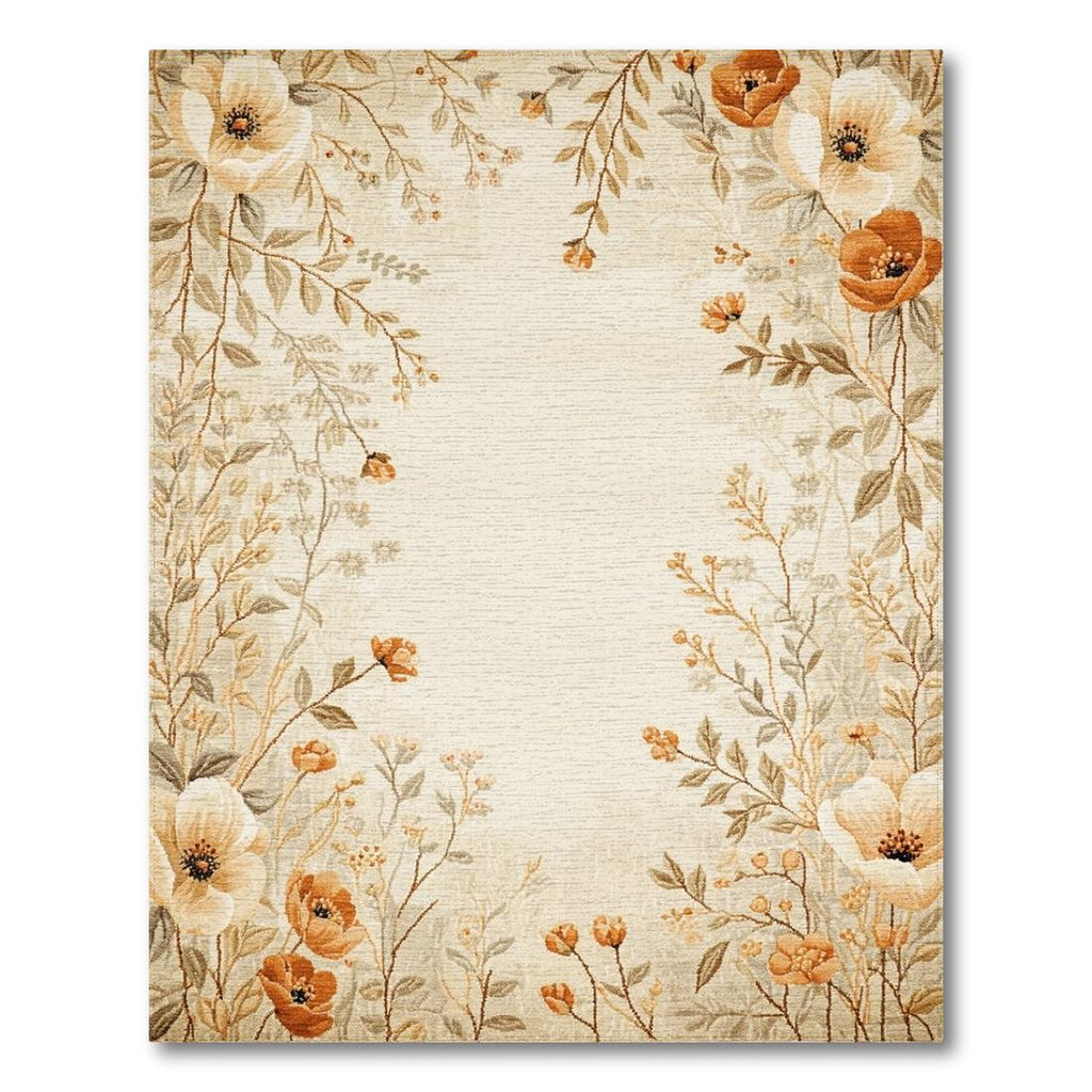 Warm Floral Tranquil Rug(Beige)