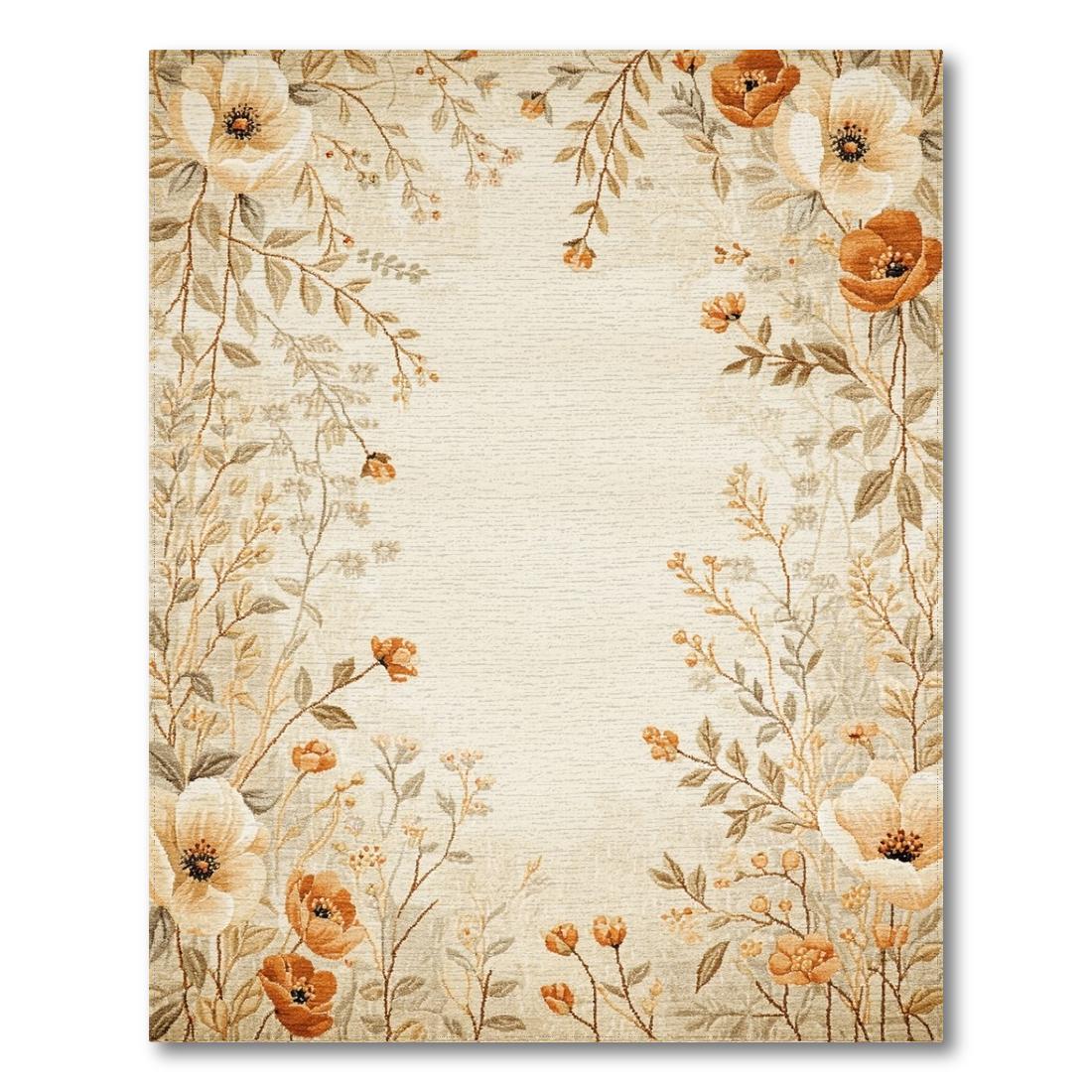 Warm Floral Tranquil Rug(Beige)