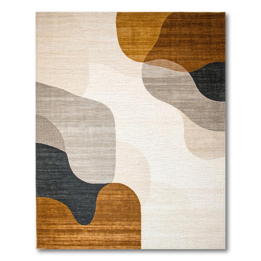 Warm Neutral Abstract Wave Modern Rug