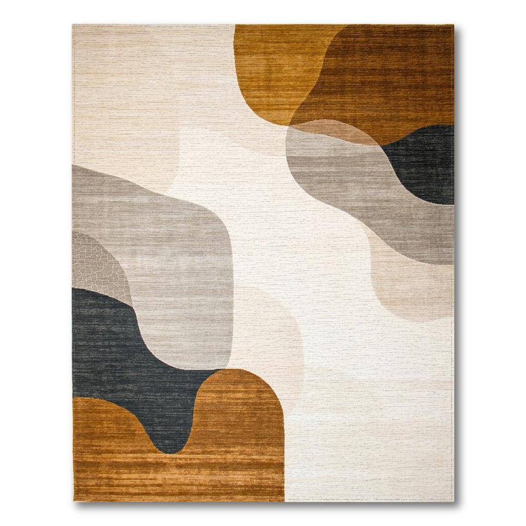 Warm Neutral Abstract Wave Modern Rug