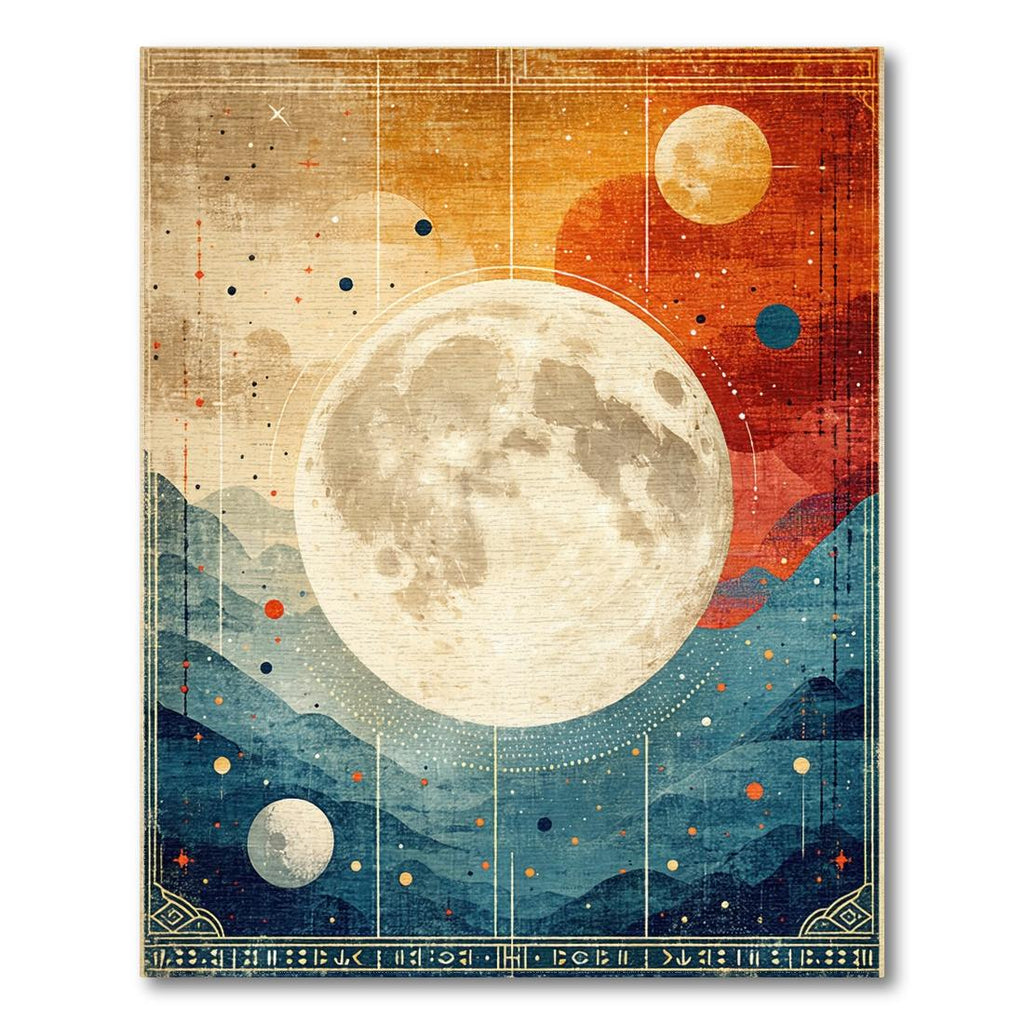 Warm Orange-Blue Celestial Dreamy Rug(Gray)