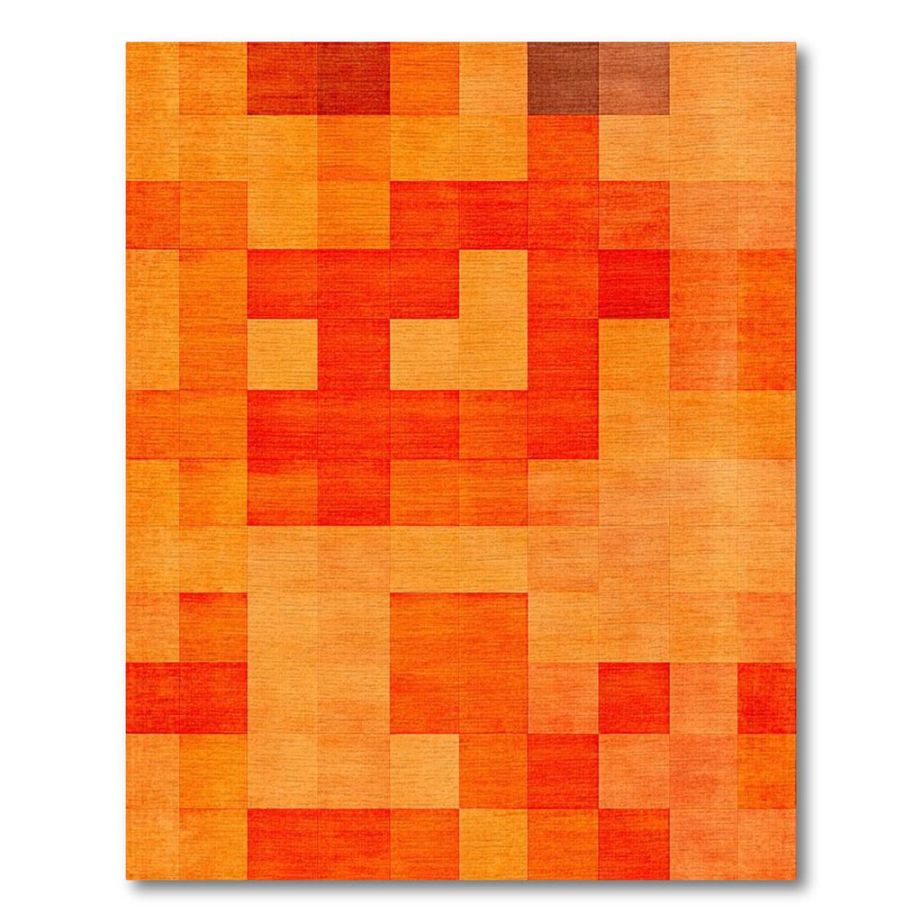 Warm Orange Geometric Squares Rug(Orange)