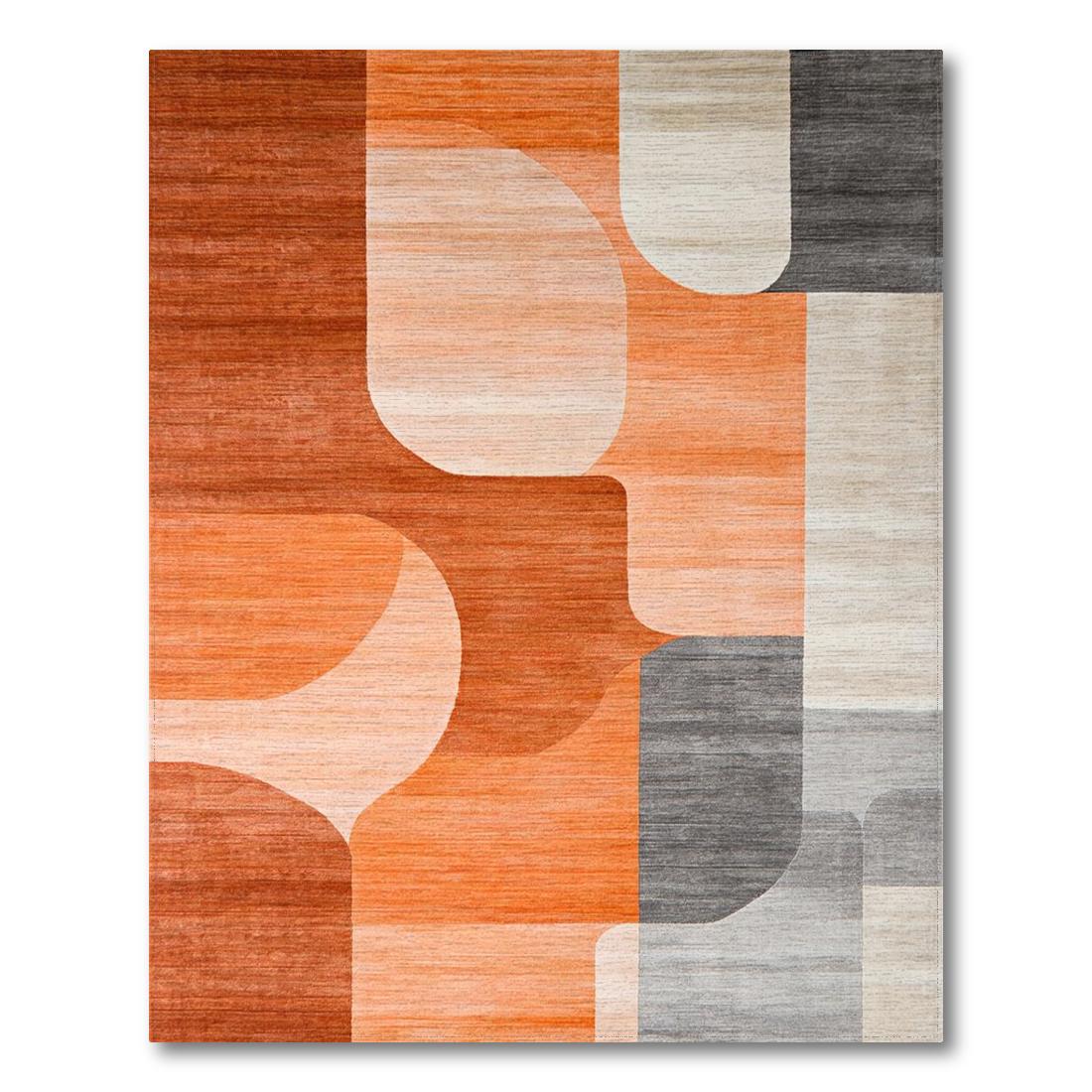 Warm Orange Gray Abstract Modern Rug