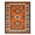 Warm Orange Tribal Geometric Rug(Orange)