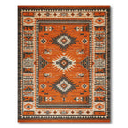 Warm Orange Tribal Geometric Rug(Orange)