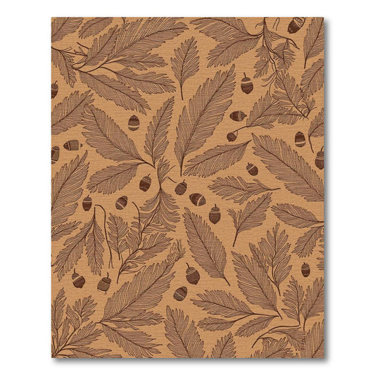 Warm Tan Leaf Acorn Rug(Brown)