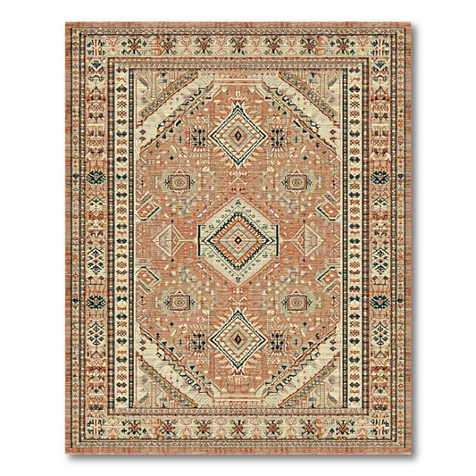 Warm Terracotta Geometric Rug(Orange)