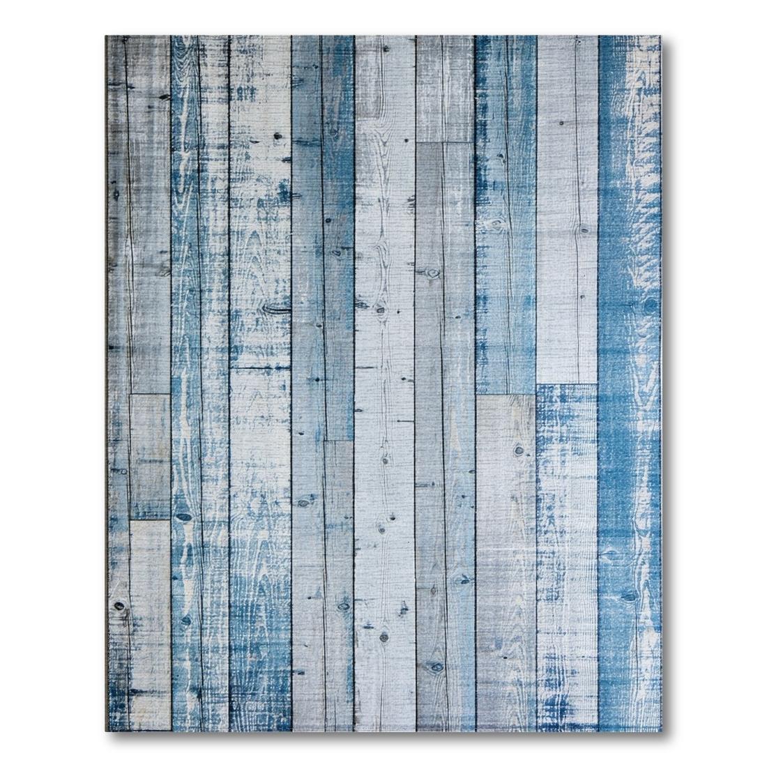 Weathered Blue Gray Plank Coastal Rug(Blue)