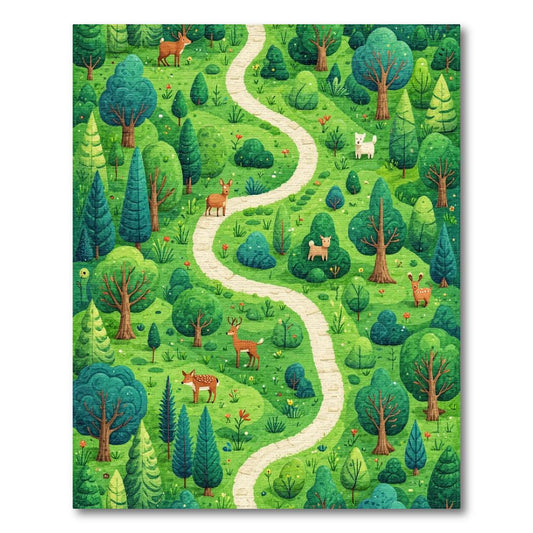 Whimsical Green Forest Path Rug(Green)