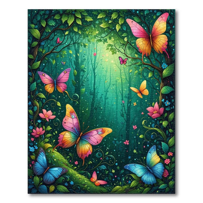 Whimsical Teal Butterfly Forest Rug(Green)