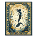 Whimsical Teal Gold Mermaid Rug(Gold)