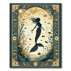 Whimsical Teal Gold Mermaid Rug(Gold)