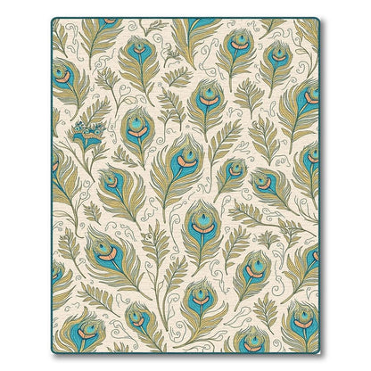 Whimsical Teal Gold Peacock Feather Rug(Ivory)